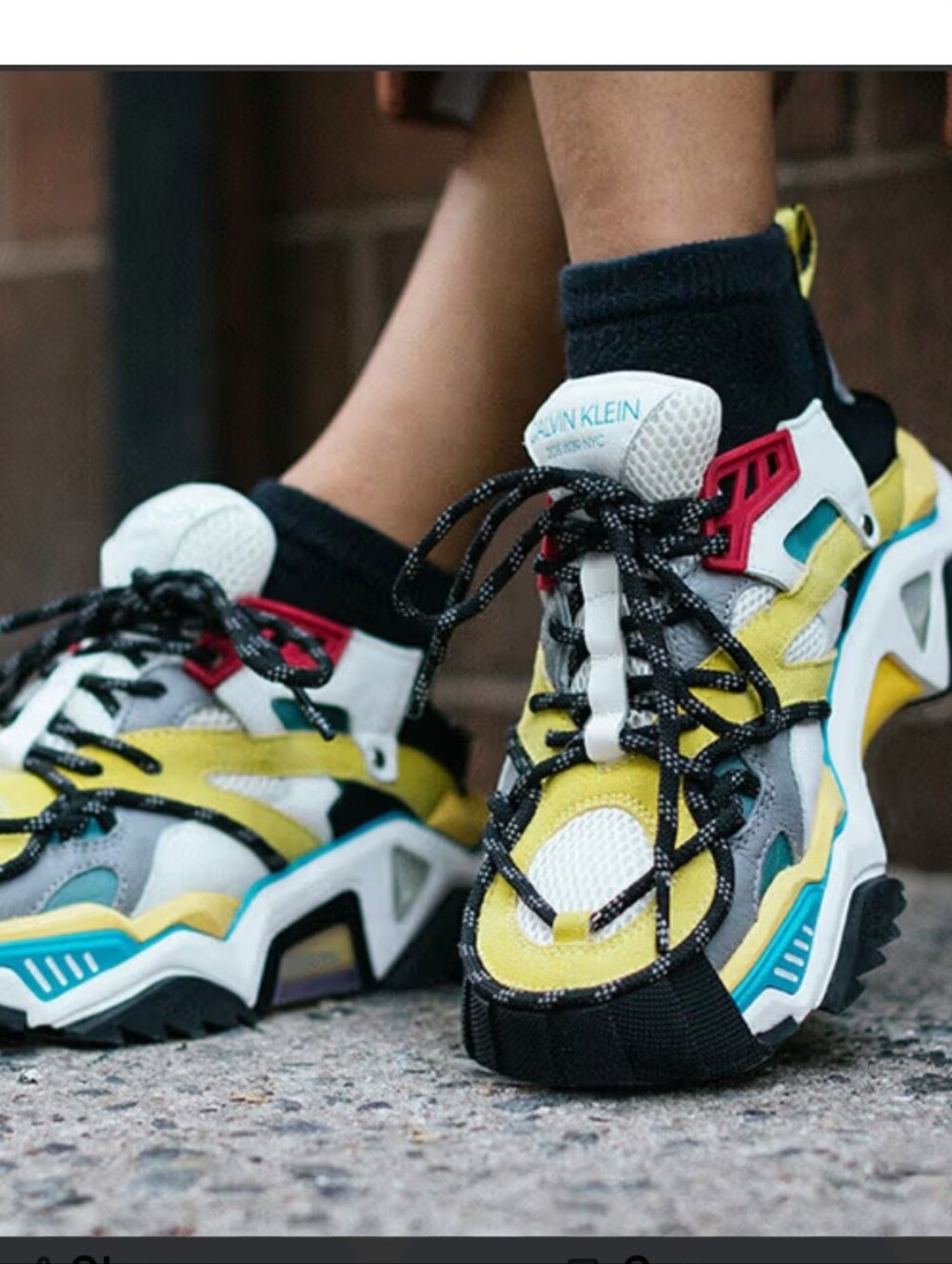 Calvin Klein 205W39NYC Strike 205 Yellow White Black Multi-Color Sneaker Sz 11